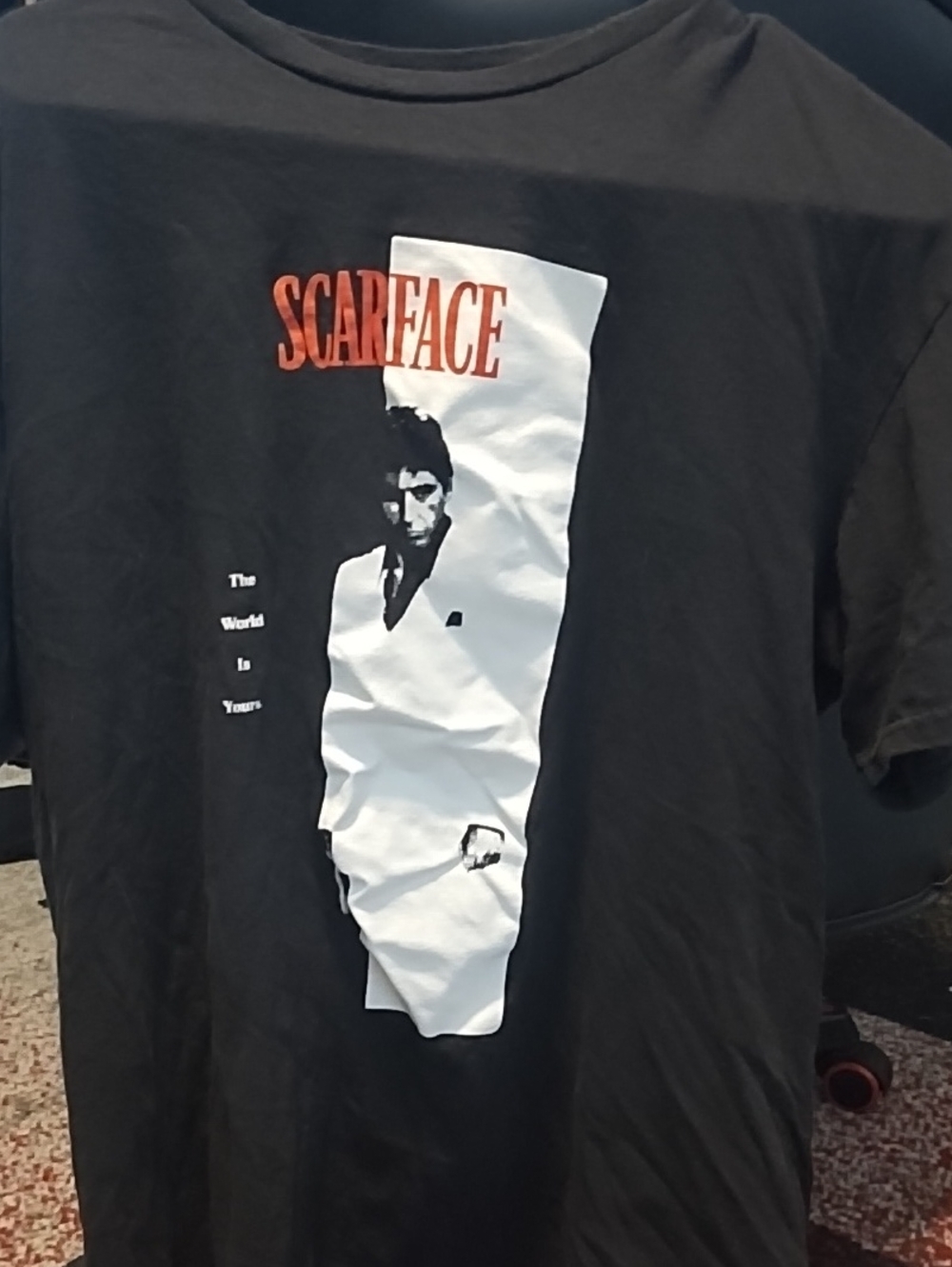 Universal Thread Black Scarface Graphic Tee with White & Red Print